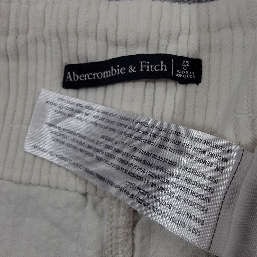 Abercrombie & Fitch Women's 25/0 (26x25) Pants Corduroy High Waisted White - Picture 4 of 10